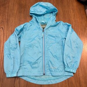 LL Bean Girls Rain Wind Jacket in Aqua Baby Blue